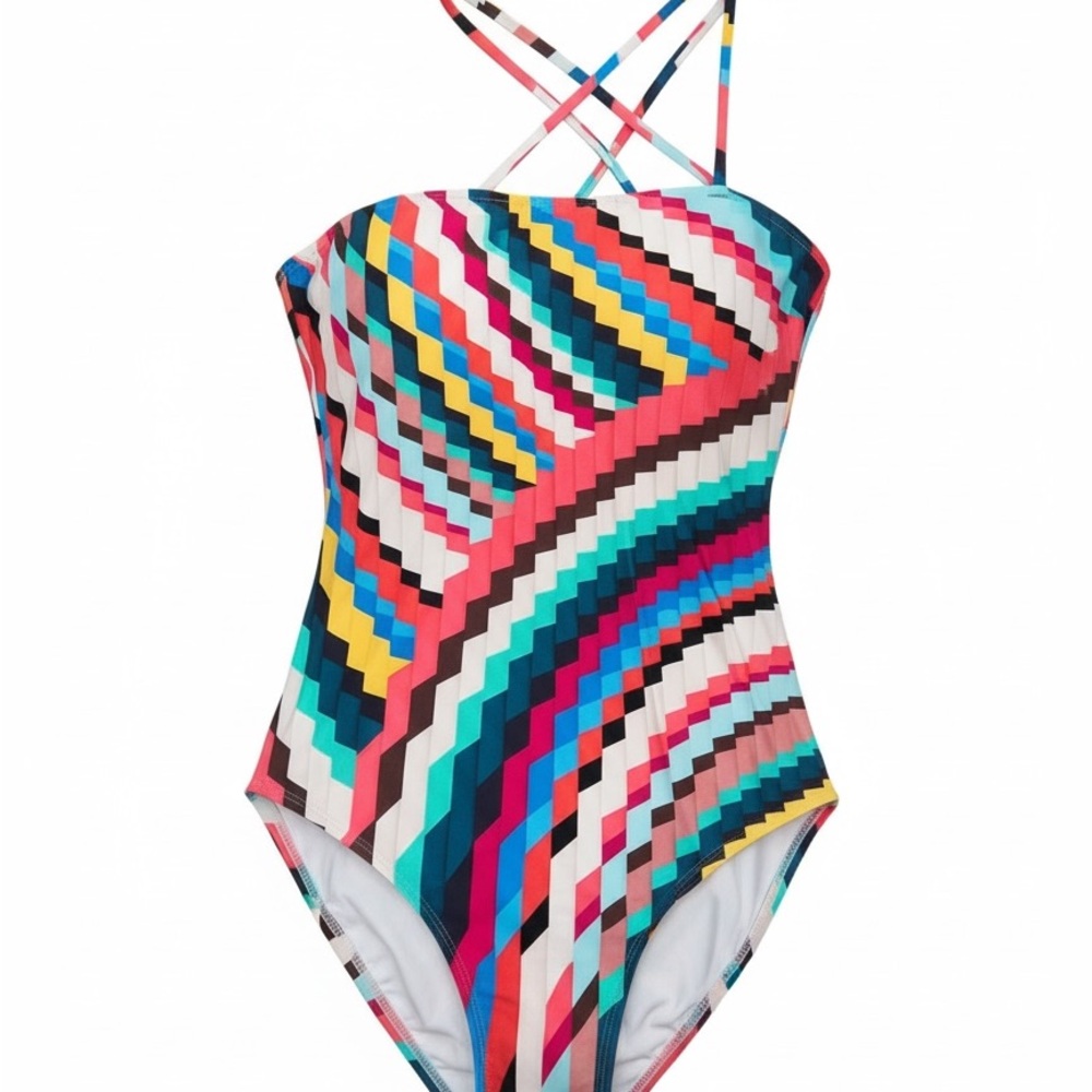 La Blanca Multicolor Geo Stripe One-Piece Swimsuit